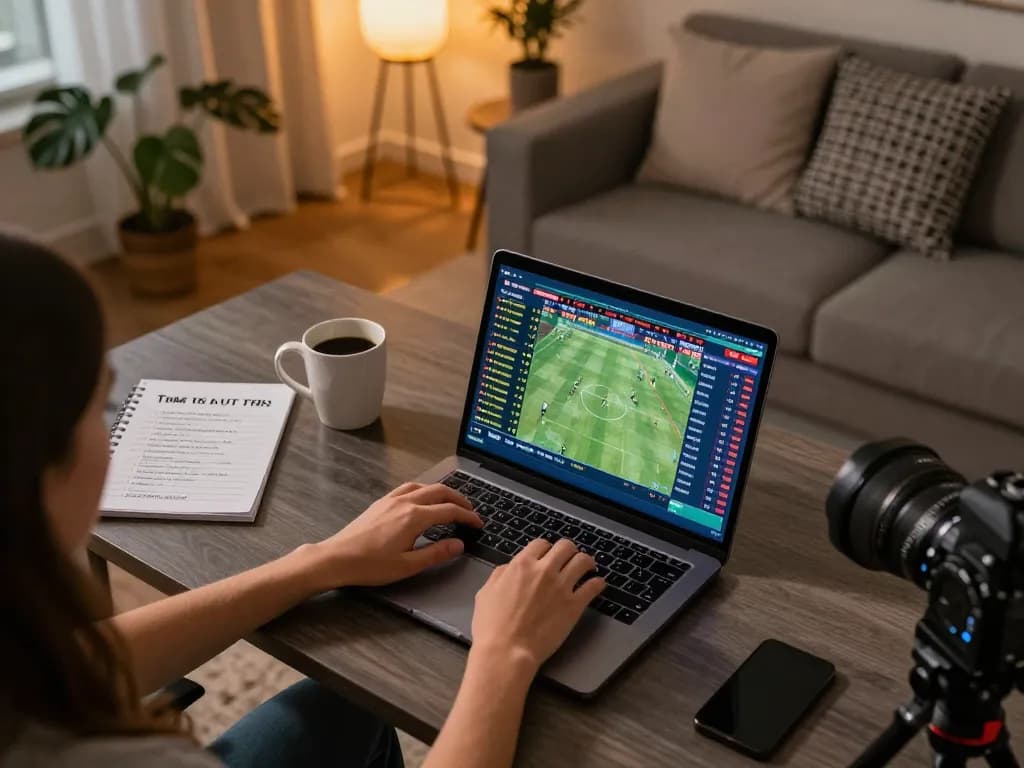 Engaged in online sports betting on keobongda, a person analyzes live odds during a game.