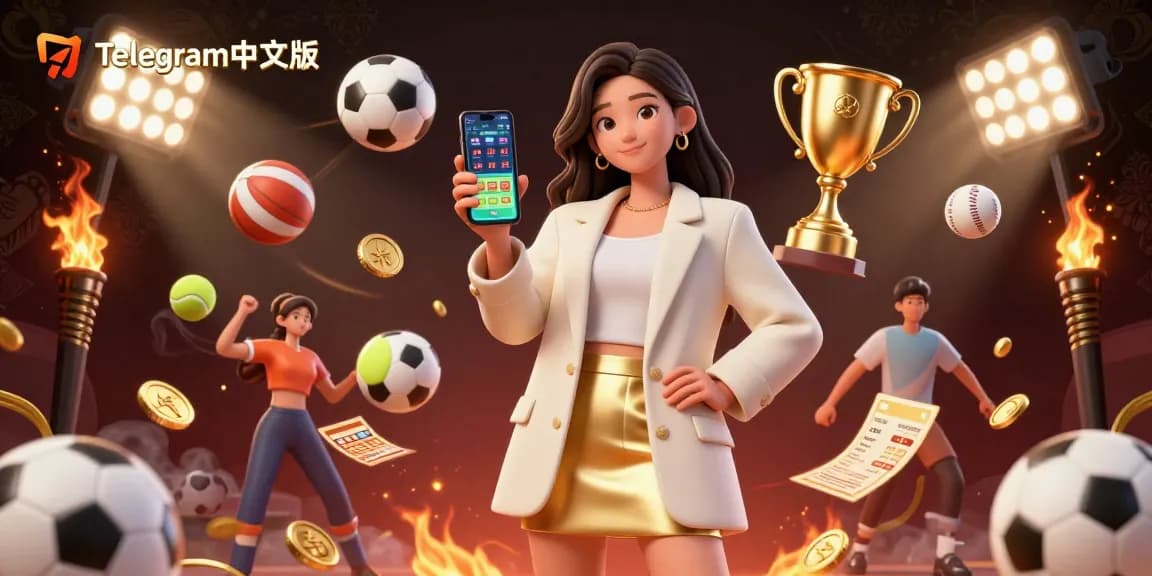 体验Telegram中文版，友好的女性在智能手机上展示体育博彩，沉浸在充满活力的游戏氛围中。