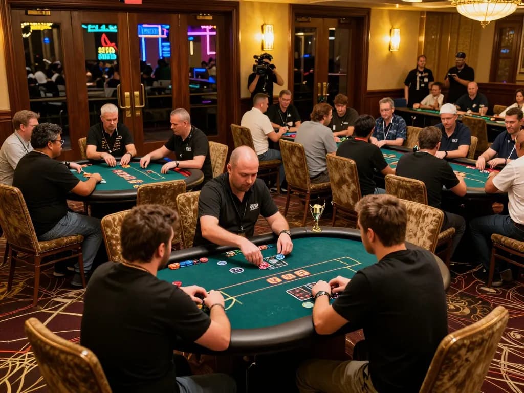LGO GOAL participants engaged in a high-stakes poker game, reflecting strategic gameplay and intense competition.