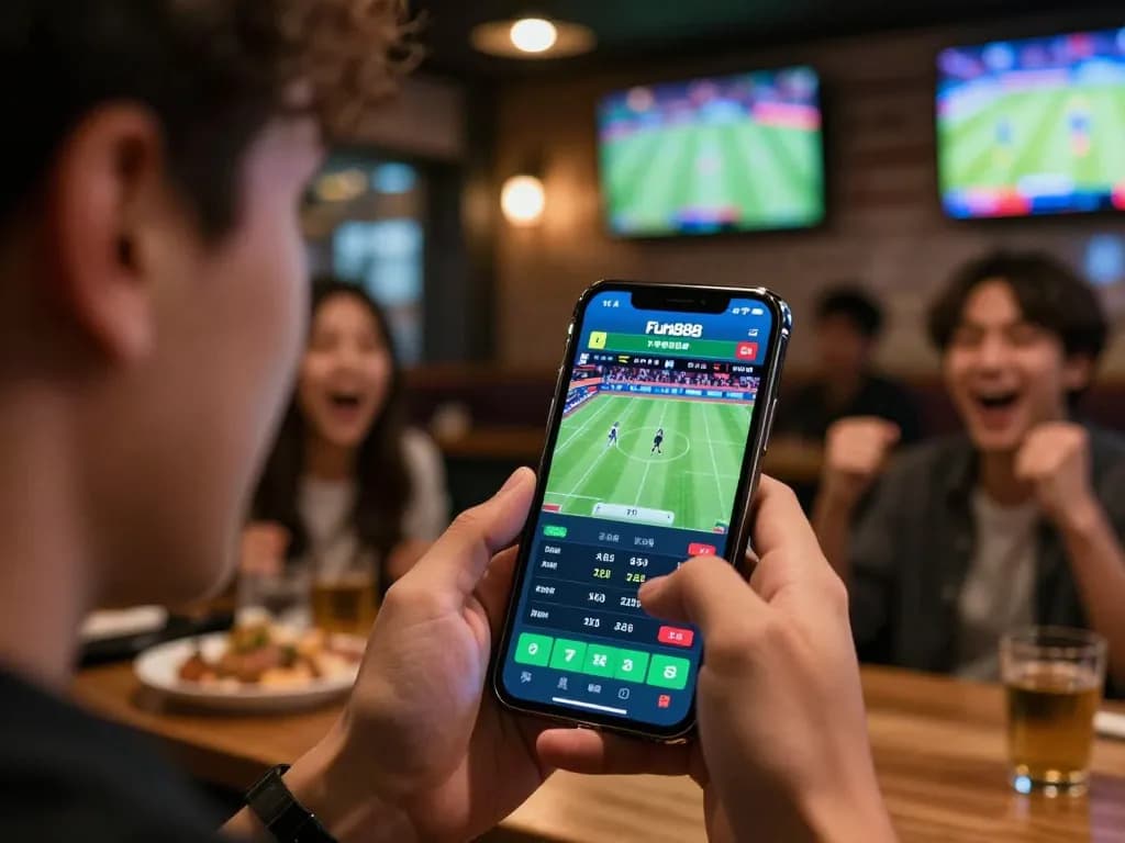 Engaging with fun88 app to place live sports bets during an exciting game