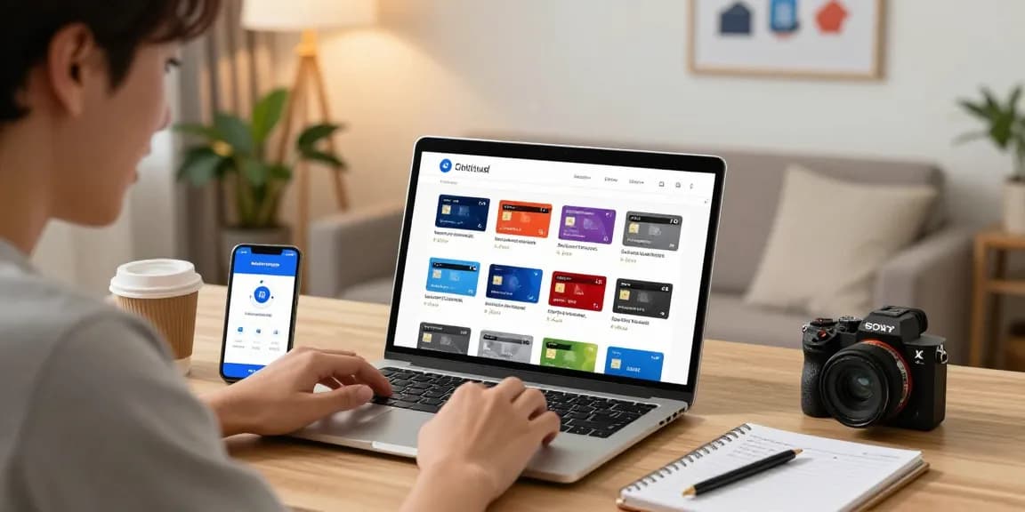 Ezzocard virtual prepaid card purchasing scene with a young adult excitedly shopping online.