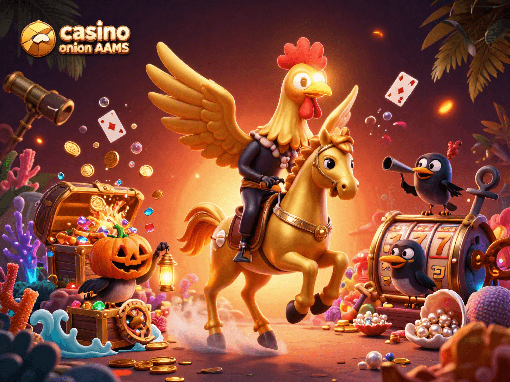 Gioca in casino online non AAMS con un gallo dorato in un ambiente notturno ricco di dettagli e gioielli.