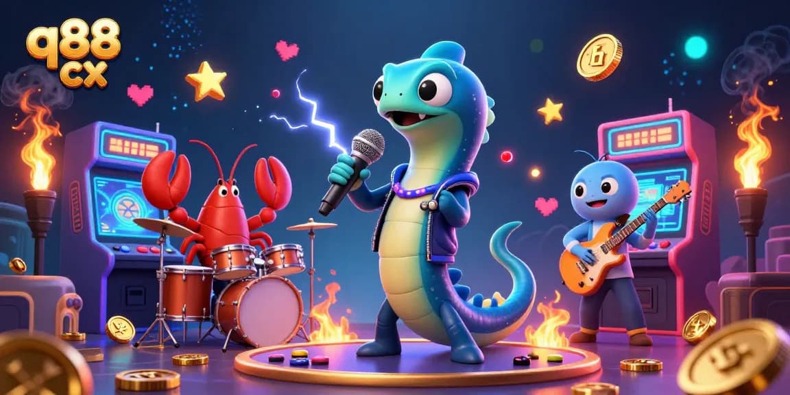 Experience vibrant gaming with q88 cx as the electric eel DJ runs the underwater casino stage with colorful arcade elements.