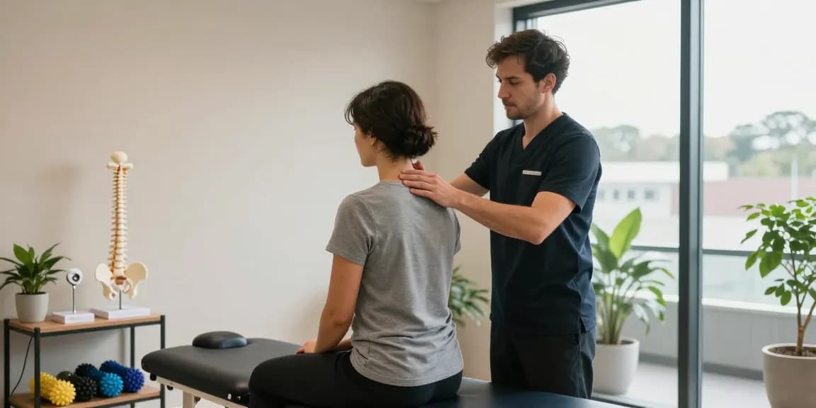 Sydney chiropractic session with a professional chiropractor adjusting a patient's neck in a calming office environment