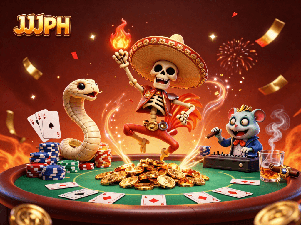 Engage with JJJPH through thrilling gaming adventures featuring vibrant characters and rich casino elements.
