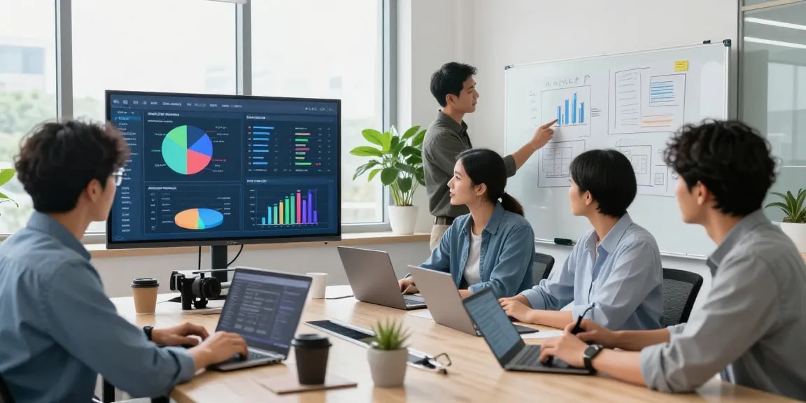 Dynamic team utilizing IT support for small business solutions in a modern office setup.