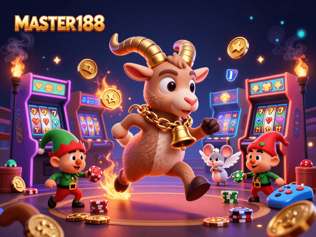 Experience MASTER188's thrilling holiday-horror casino with 3D Krampus, angel mouse, and elf gremlins in action.