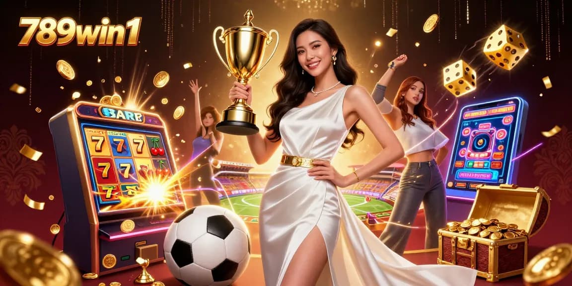 Win big at 789win1 with an Asian champion celebrating surrounded by casino excitement.