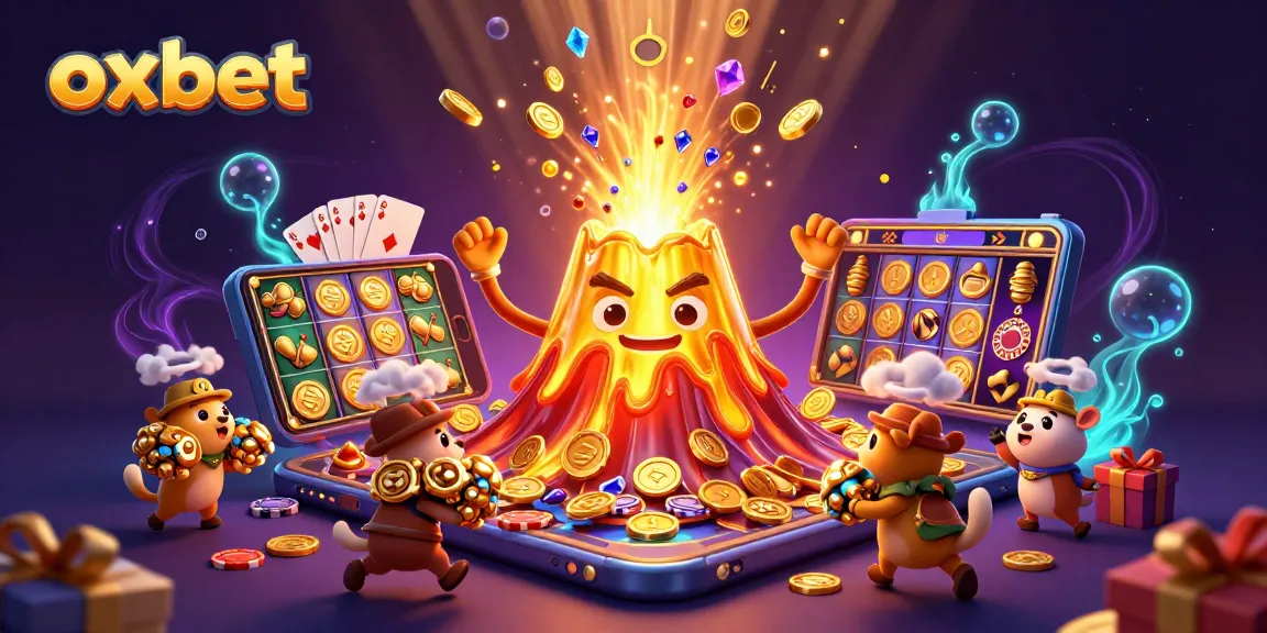 Experience exhilarating wins at oxbet casino with vibrant 3D scene of treasure and games.