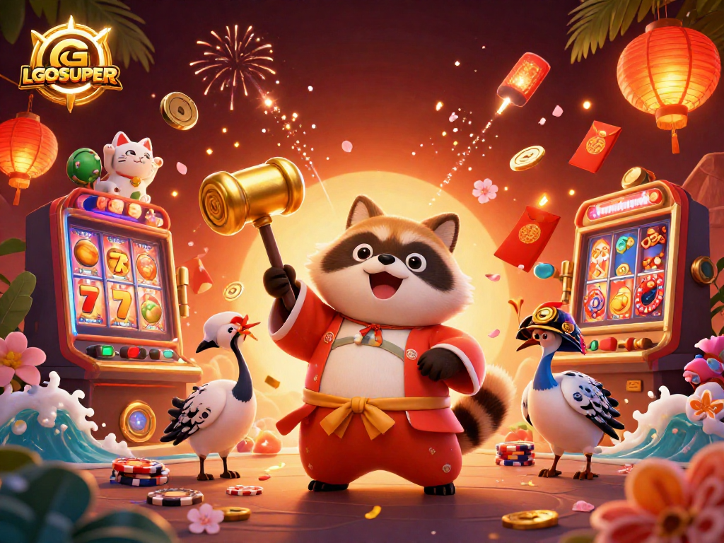 Engage with LGOSUPER’s vibrant gaming world featuring cheerful tanuki, joyful maneki-neko, and exciting casino activities.