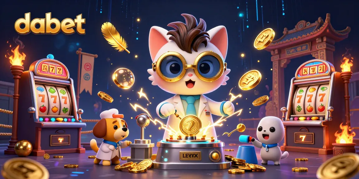 dabet captures the excitement of a dynamic casino scene with vibrant 3D characters and elements.