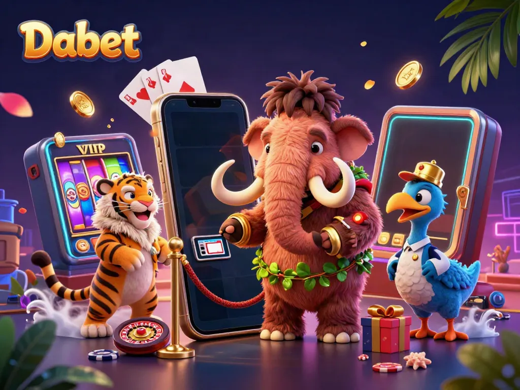 Engage in thrilling gameplay at Dabet with 3D illustrated characters and vibrant casino elements