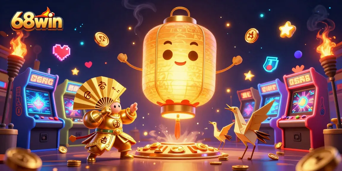 Experience exciting gaming at 68win with vibrant 3D casino illustrations showcasing an energetic night market.