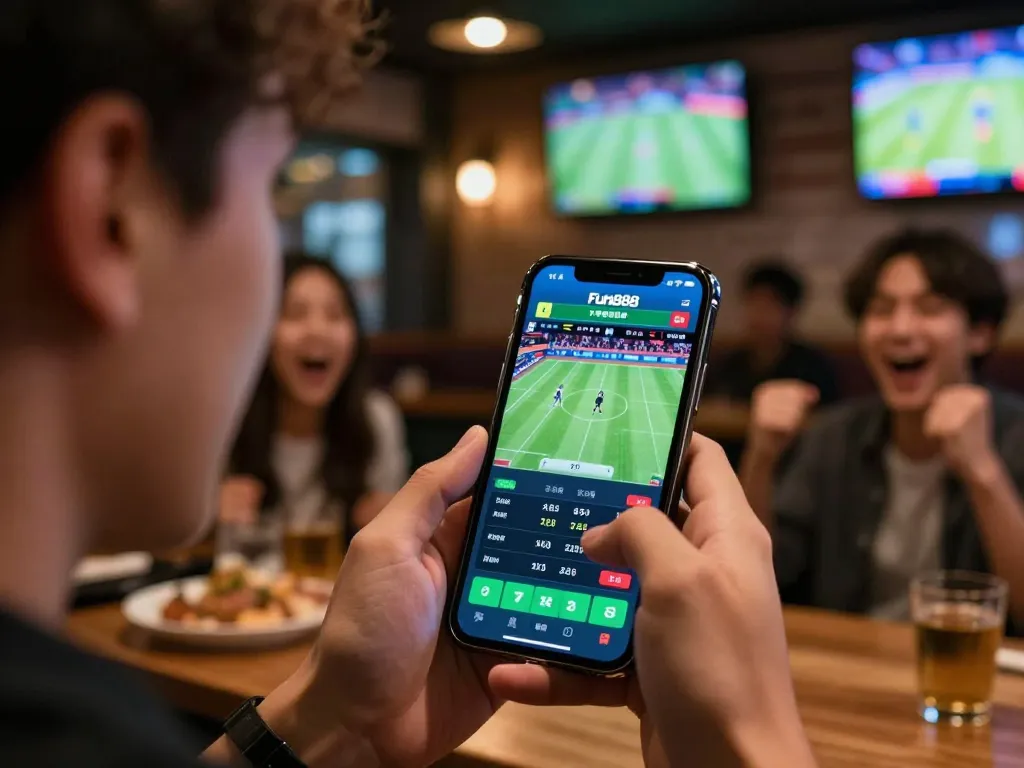 Engaging with fun88 app to place live sports bets during an exciting game
