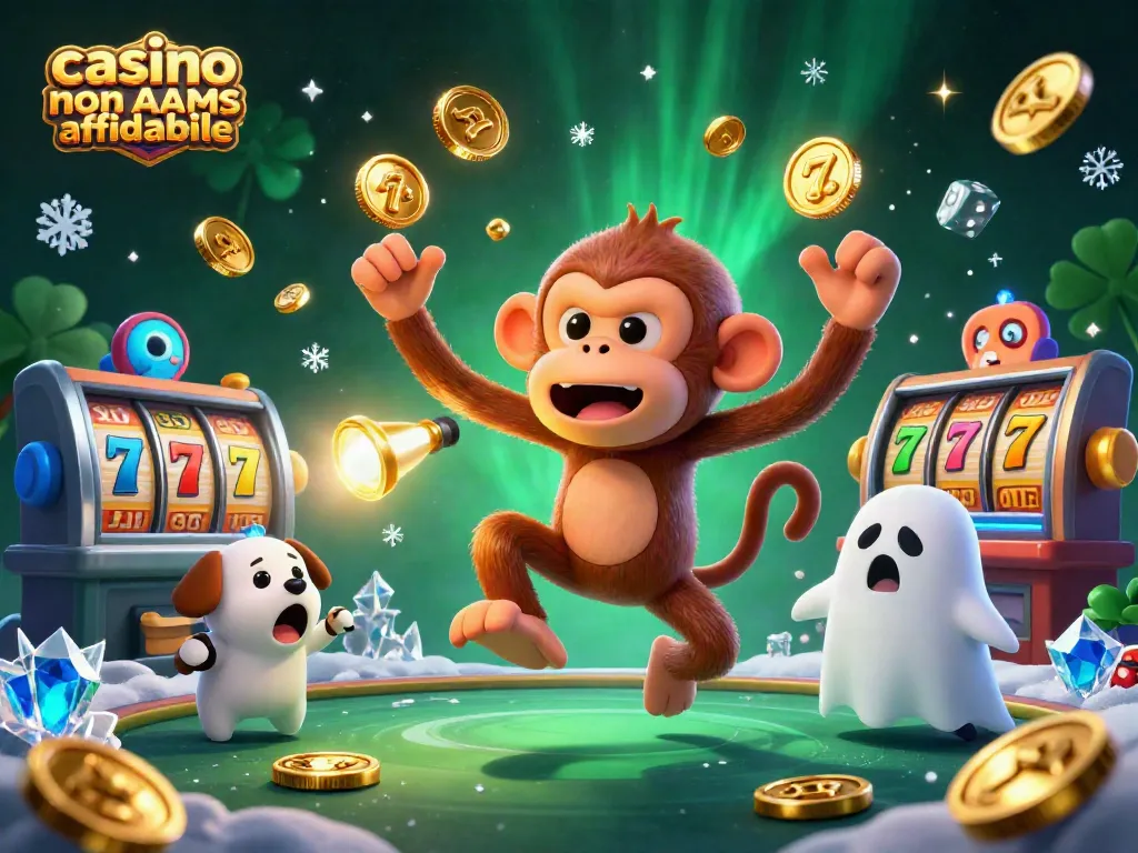 Esplora i segreti del gioco nei migliori casino non AAMS affidabili con una scena vivace di un simpatico scimmietta poltergeist.