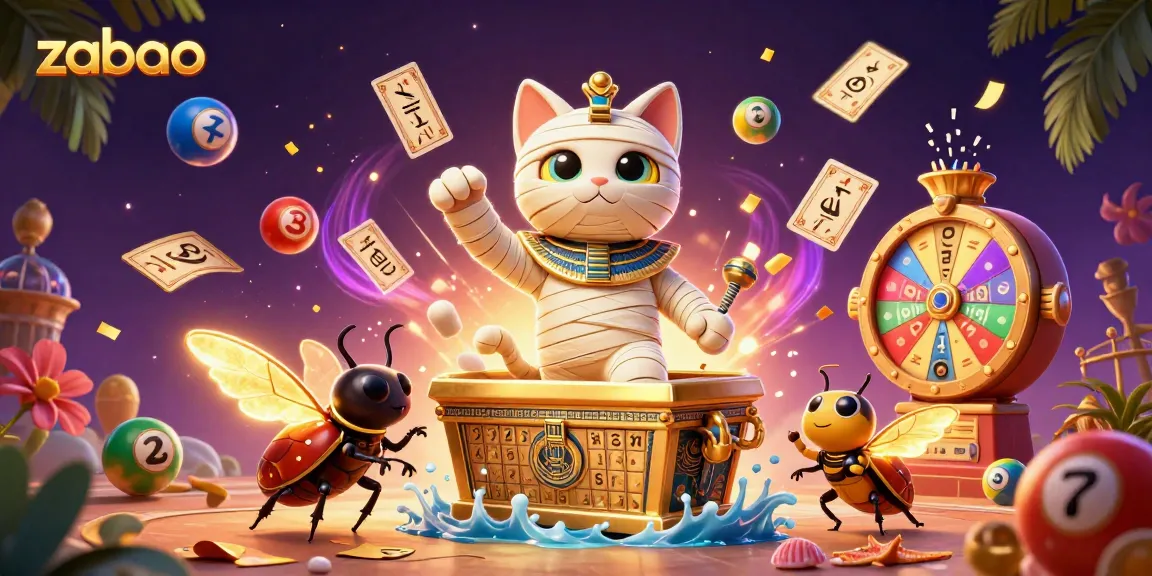 Experience thrilling gaming dynamics at zaobao featuring a mummy cat and a scarab beetle in a vibrant casino.