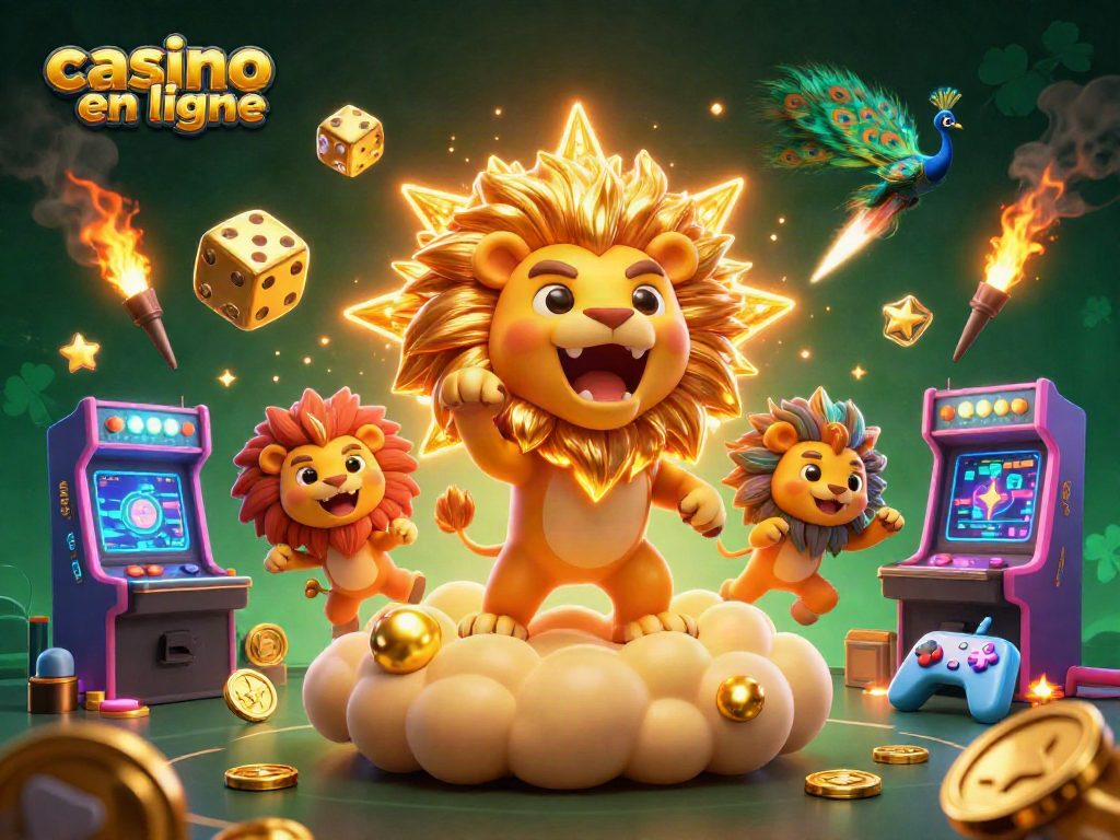 Jouer au casino en ligne avec des jeux brillants et des personnages engageants dans une illustration vibrante