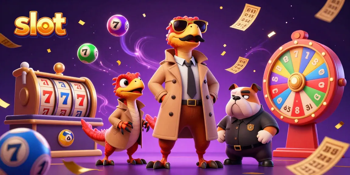 Dynamic slot action scene with cartoon raptors entering a VIP casino, surrounded by colorful elements.