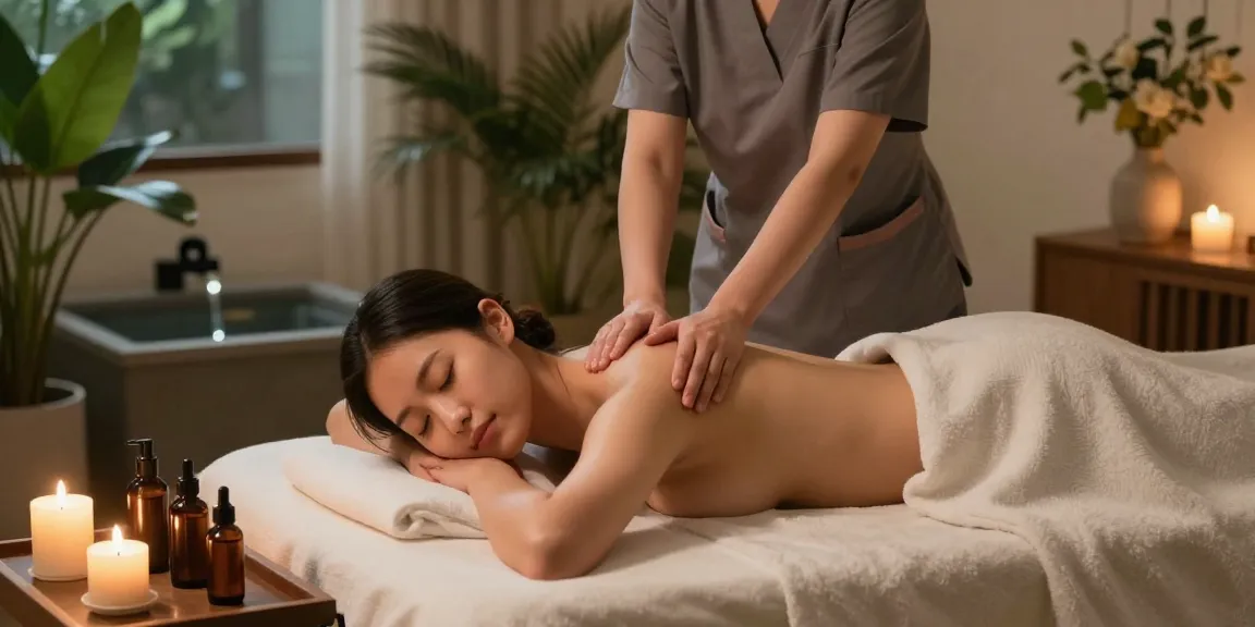광명출장안마 massage therapy scene with a skilled Korean therapist providing a relaxing experience in a serene home setting.