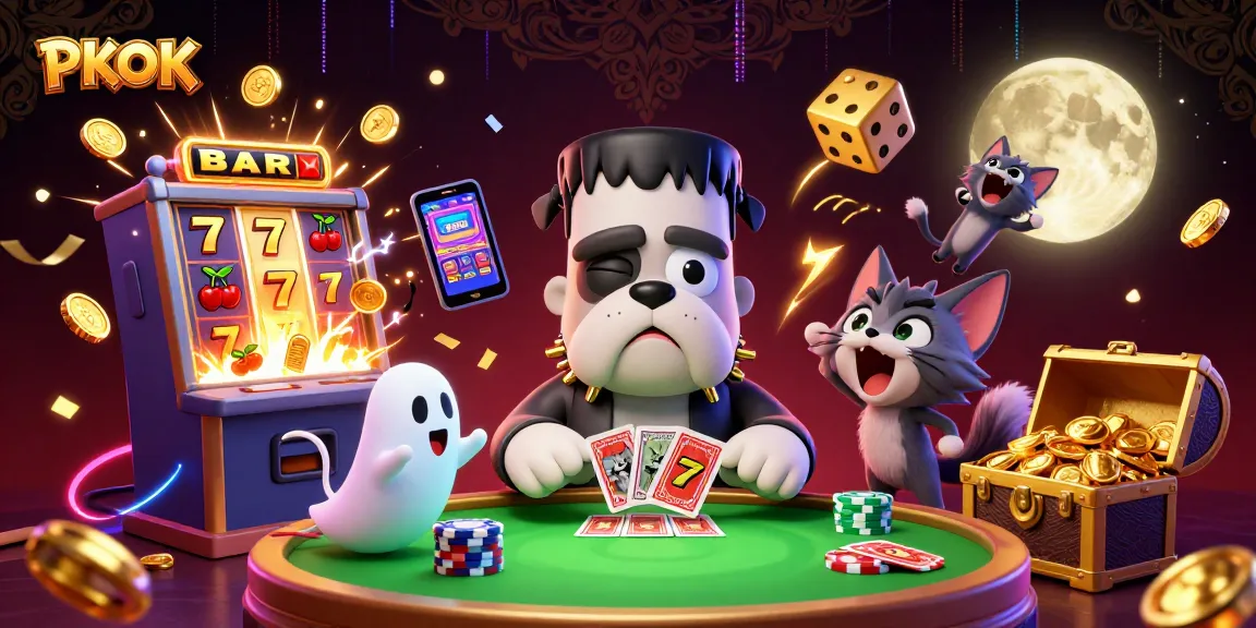 Experience thrilling PKOK gameplay with a vibrant 3D casino scene featuring engaging characters and elements.