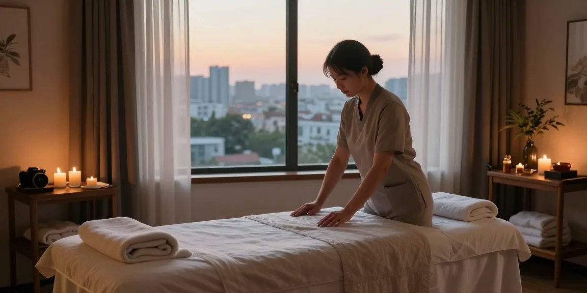Relaxation setting for 동작구출장마사지 in a tranquil hotel spa room