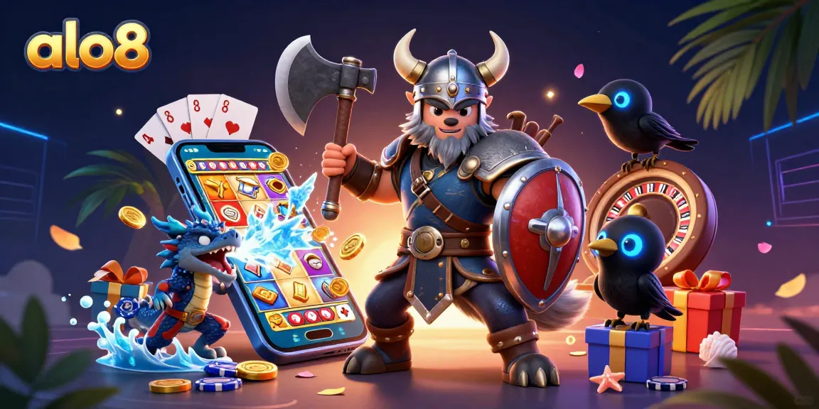 Experience thrilling gameplay at ALO8 with the Viking wolf warrior and dynamic casino elements.