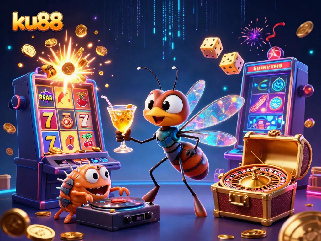 Experience thrilling gameplay with ku88's vibrant casino scene featuring unique characters and dynamic gaming elements.