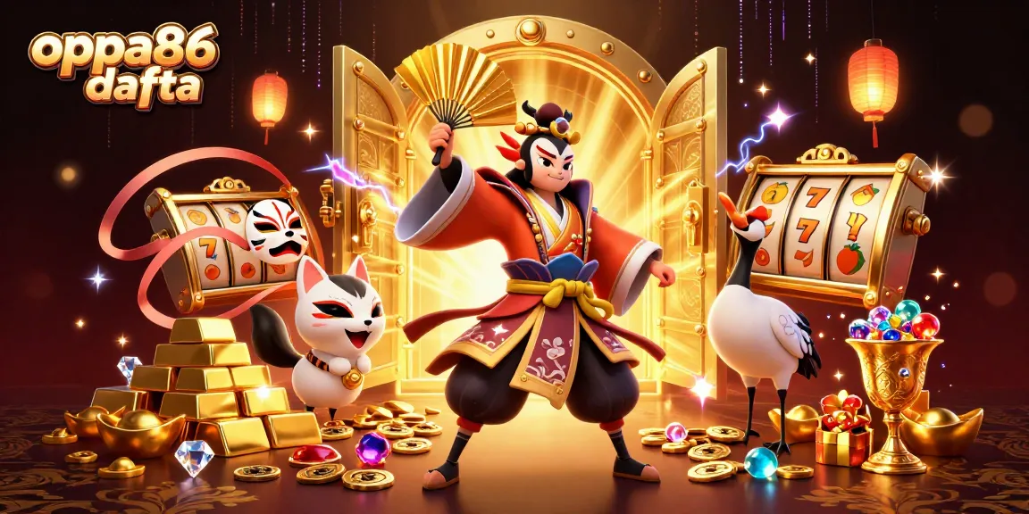 Engage in thrilling gaming at oppa86 dafta, featuring a dynamic 3D casino scene.