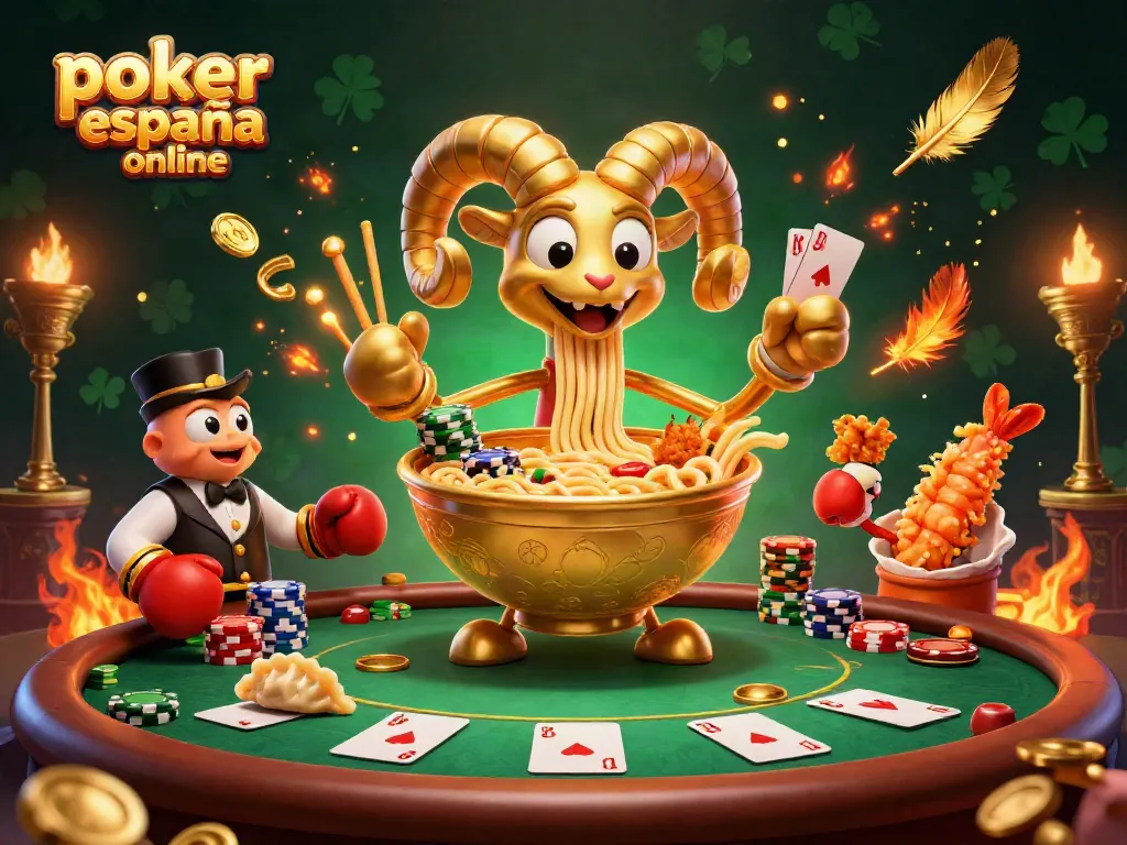 Disfruta de póker España online con una mesa llena de acción y personajes animados en un ambiente vibrante.