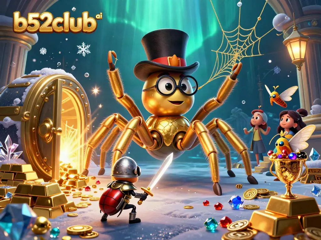 Engage with captivating visuals of b52club ai, featuring a dynamic casino scene with a tarantula and knight.