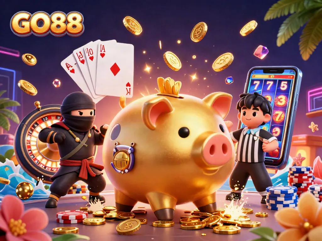 Experience vibrant gameplay with GO88's animated casino atmosphere showcasing characters and rich game elements.