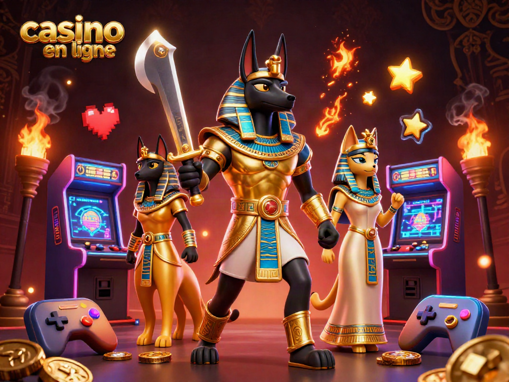 Jouez à des jeux captivants sur casino en ligne avec un guerrier Anubis et la déesse Bastet.