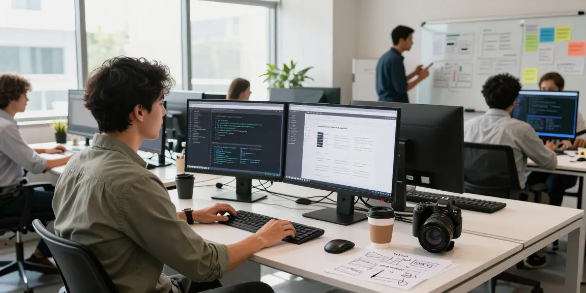 A web development agency Malaysia team collaborating in a modern office space, showcasing innovation and teamwork.