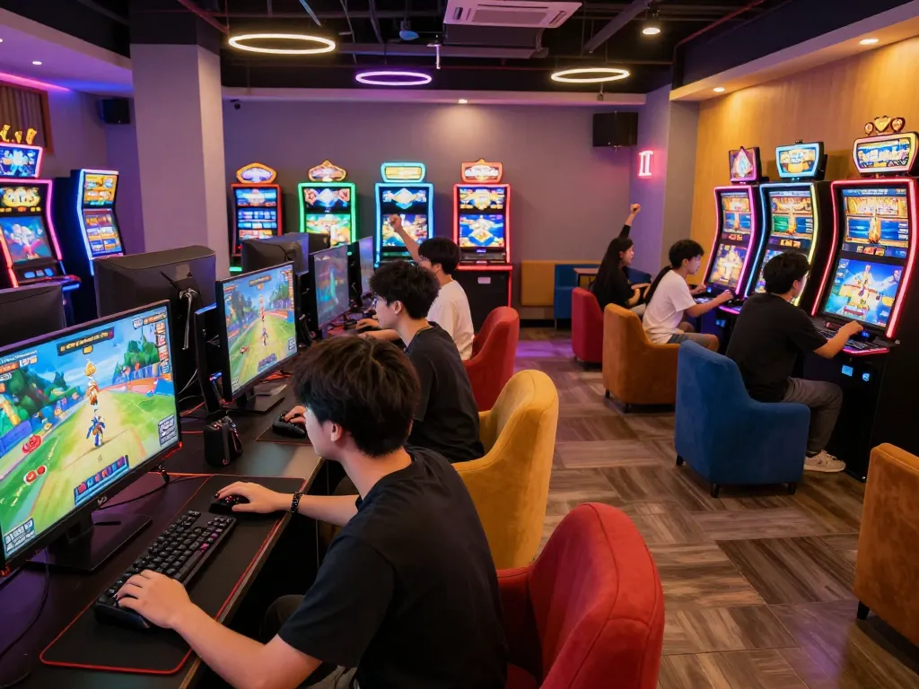 Exciting gaming atmosphere showcasing Autowin88 players celebrating wins in vibrant Jakarta lounge.