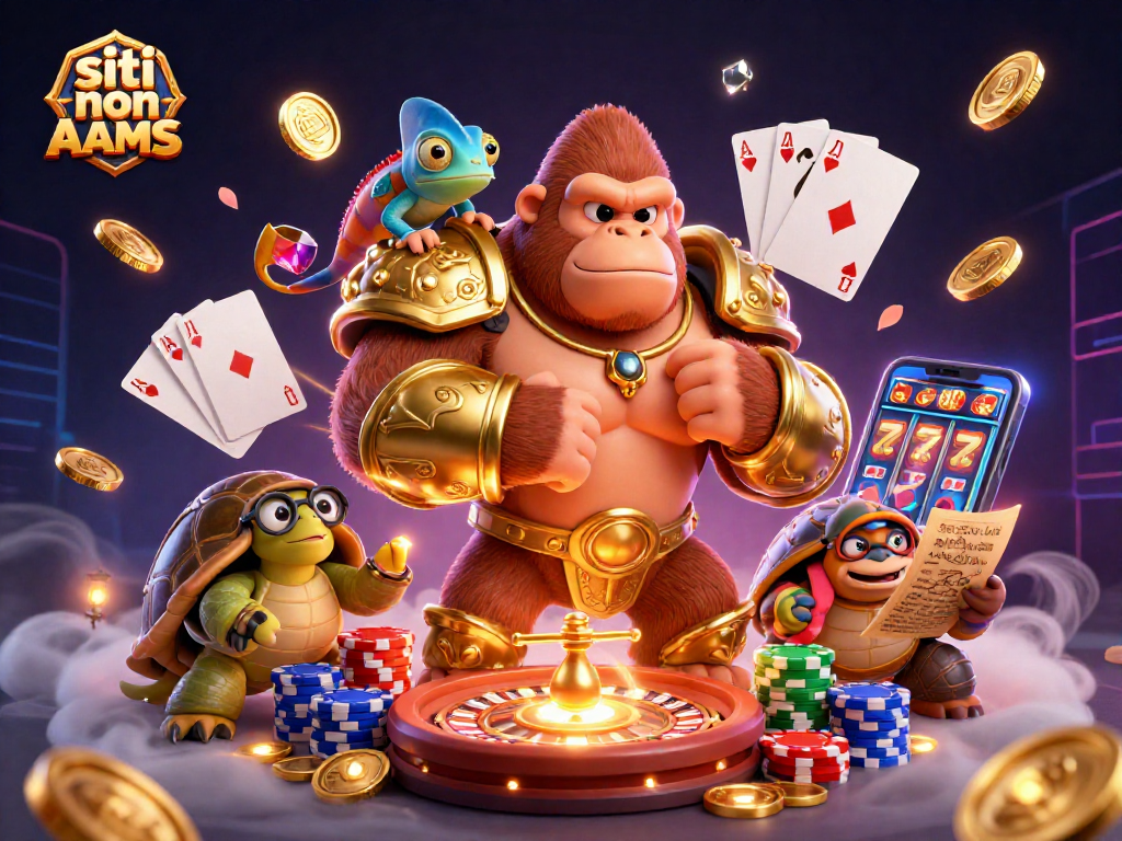 Vinci alla grande con i siti non AAMS attraverso un re gorilla e un camaleonte in un epico scenario di casinò.
