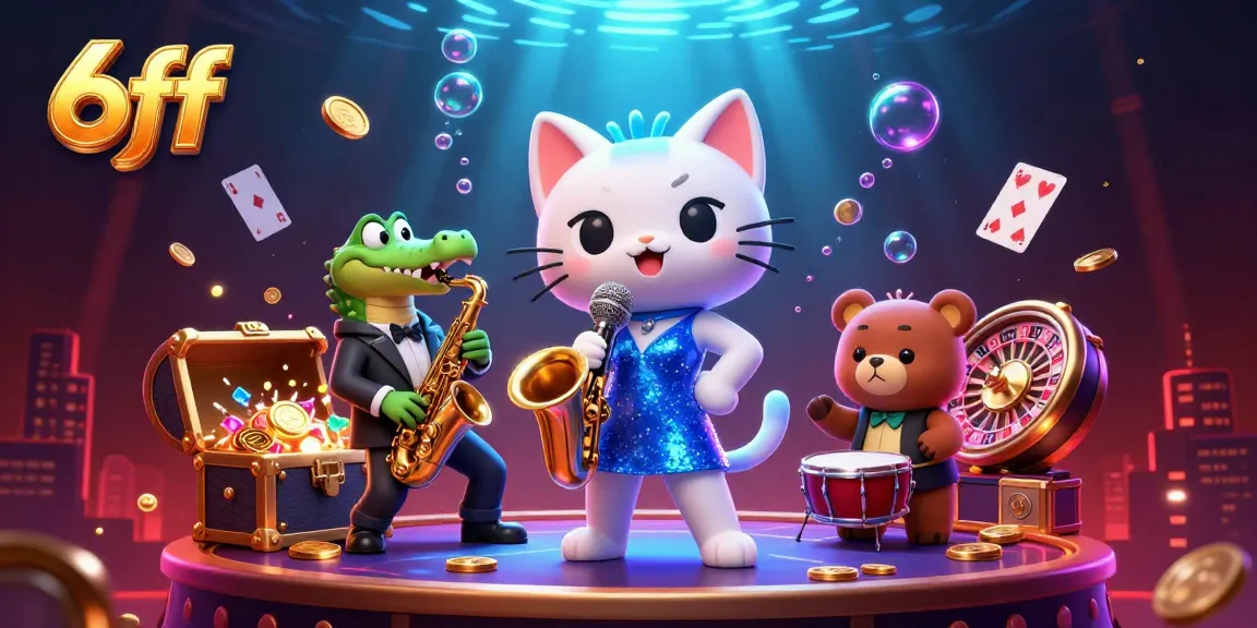 6ff players enjoy a vibrant casino scene with characters performing and gaming elements all around.