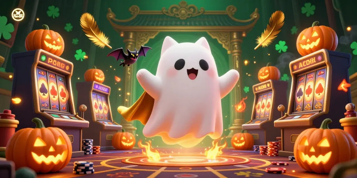 Experience the magical ambiance of Hay88 as the ghost cat and vampire bat navigate the thrilling casino scene.