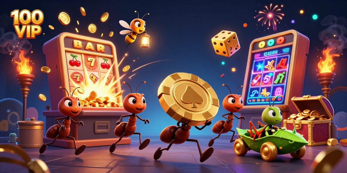 Engage in thrilling gameplay at 100 VIP with our vibrant casino adventure scene showcasing dynamic characters and stunning jackpot elements.