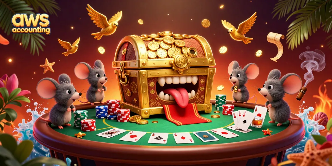 awsaccounting showcases a vibrant 3D casino scene with fortune-seeking mice around a poker table.