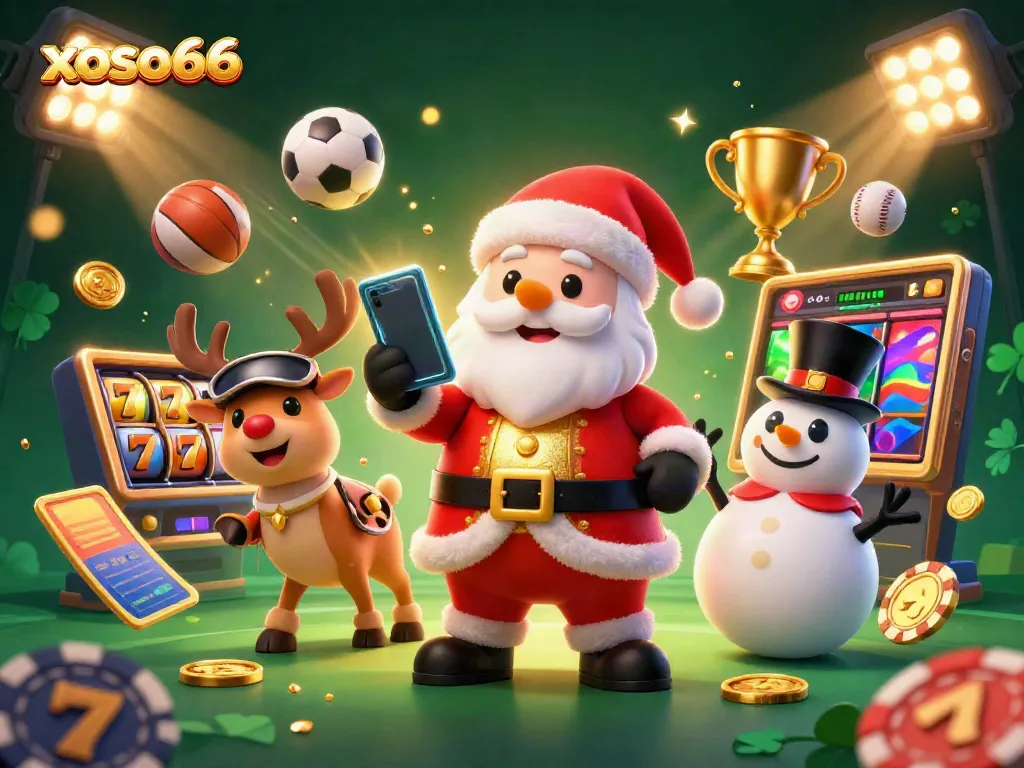 Experience thrilling jackpot wins with xoso66 in this exciting casino scene featuring festive characters.