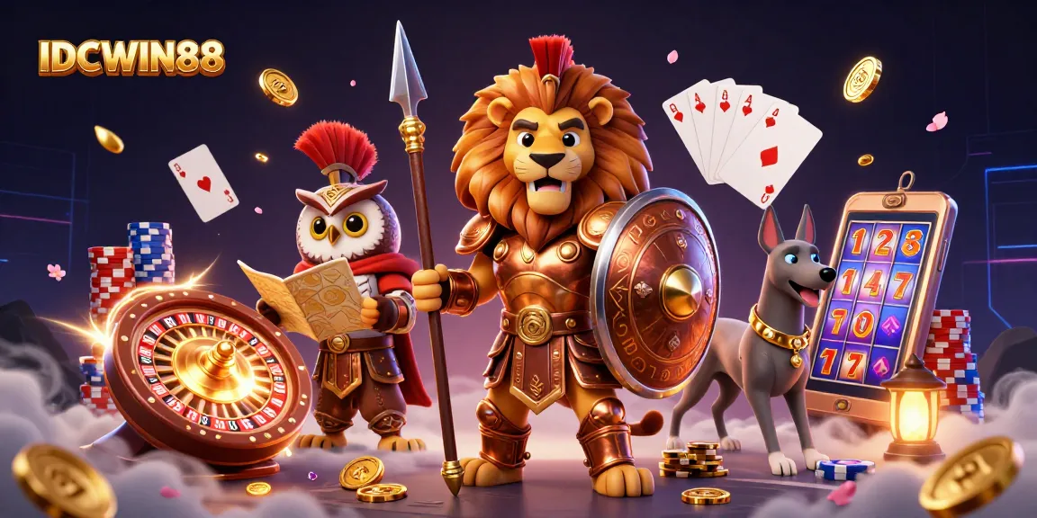 Experience thrilling gameplay with IDCWIN88's dynamic 3D scene of virtual casino excitement.
