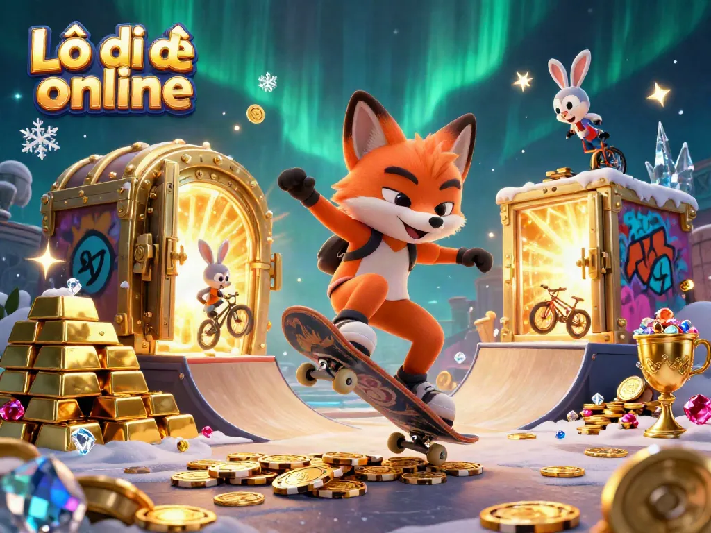 Experience thrilling action in Lô đề online with colorful 3D characters and vibrant casino elements.
