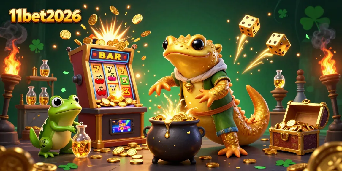 Experience the magic of 11bet2026 with a vibrant 3D casino scene featuring golden elements and exciting games.