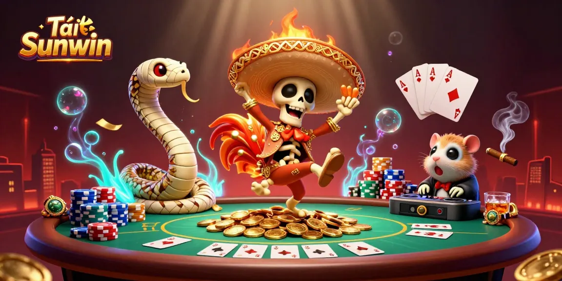 Win big on Tải Sunwin with vibrant 3D characters celebrating in a colorful casino