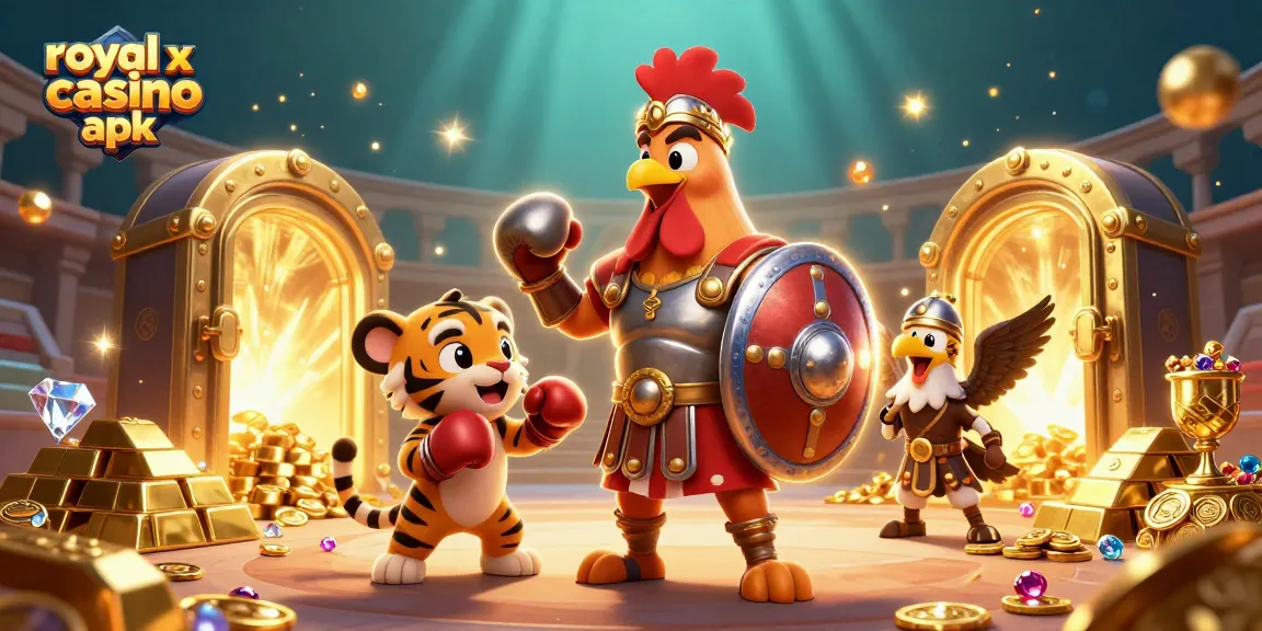 Experience the excitement of royal x casino apk with vibrant 3D illustration featuring thrilling gambling elements.