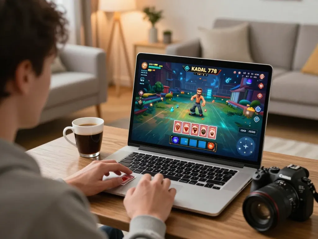 KADAL 778 player enjoying interactive gameplay on a laptop at home.