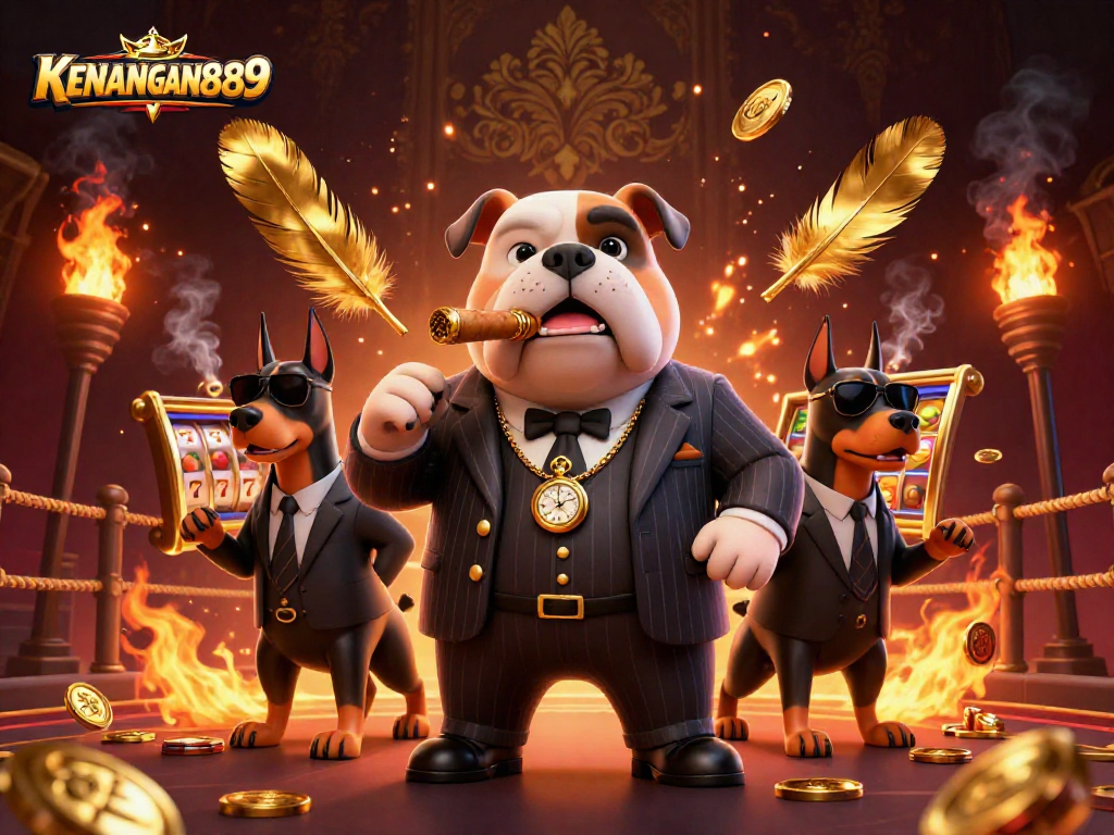 Engage in thrilling slots with KENANGAN889's lively scene featuring mascots and dynamic elements.