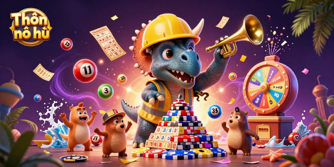 Engage with Thần tài nổ hũ gameplay amidst a festive dynamic scene of joy of winning with vibrant casino elements.