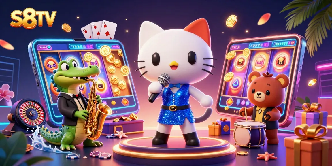 Experience thrilling gaming with S8TV as lively cartoon characters energize the casino atmosphere.