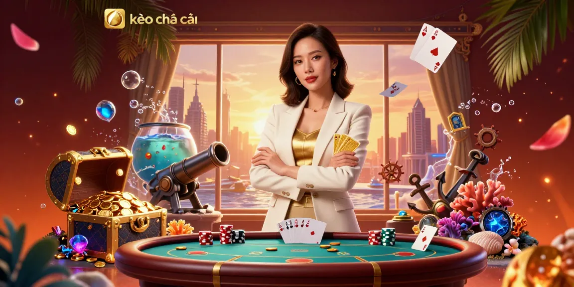 Betting on kèo nhà cái with a powerful Asian businesswoman amidst luxurious casino elements.